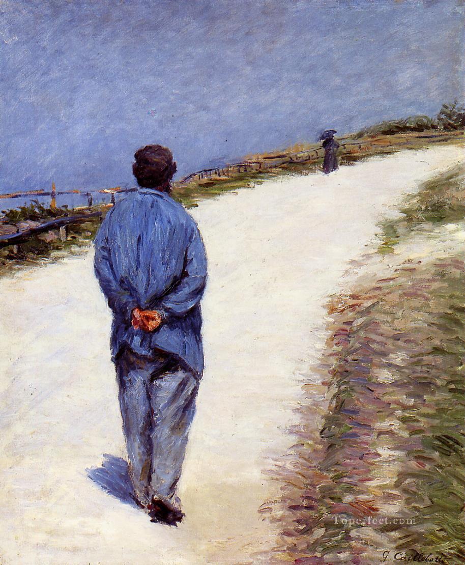 Hombre con bata, también conocido como Padre Magloire, en la carretera entre Saint Clair y Etreta Gustave Caillebotte Pintura al óleo